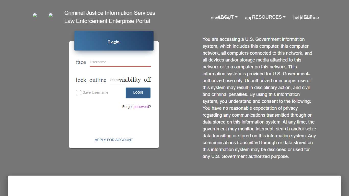 Criminal Justice Information Services - Login